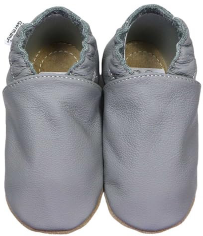 HOBEA-Germany Kitaschuhe Safestep, Kinderhausschuhe, Lederschuhe (dunkelgrau, 28/29 EU)