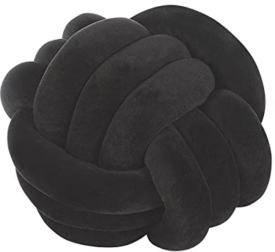 Modernes Knoten-Ball Dekokissen Samtstoff schwarz rund 30 x 30 cm Malni