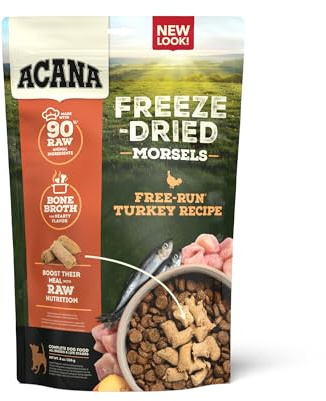 ACANA Grain-Free High Protein Freeze Dried Dog Food & Topper Free-Run Turkey Recipe Morsels 8oz Bag