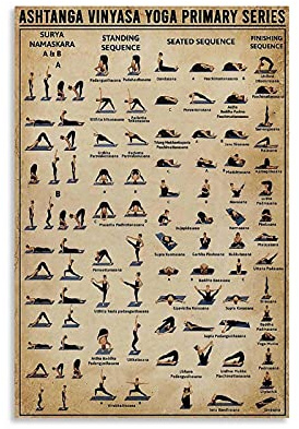 GOUWEI Póster retro WJF póster de yoga Ashtanga Vinyasa Yoga serie primaria lienzo arte póster y arte de pared impresión moderna familia dormitorio decoración carteles 60 x 90 cm (24 x 36 pulgadas