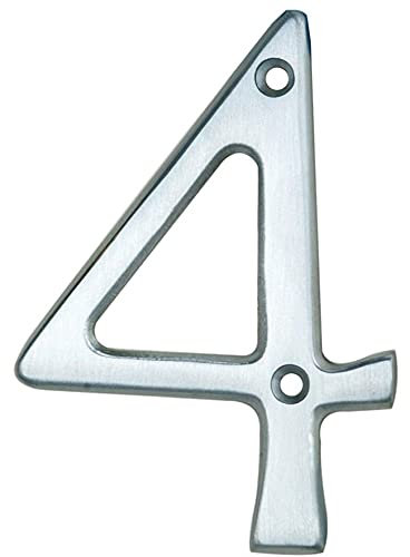 Satin Chrome Door Number 4-75mm Height - 4mm Depth - House Numeral Plaque | Front Door House Numbers - Decorative External Door Letters - Numeral & Letter Plaques