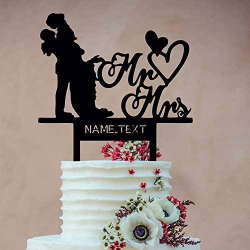 LEON - FOLIEN Cake Topper Kuchendekoration Tortenstecker personalisiert mit Name Wunschtext Tortenaufleger aus Holz Tortenfigur (Mr Mrs)