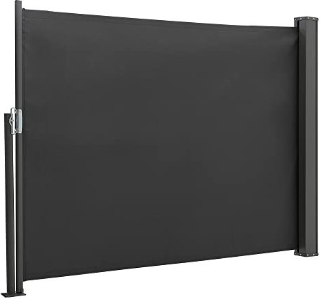 DKIEI Garden Side Awning Sunshade Screen Panel Retractable Privacy Divider Blind Wall Post Mounted for Patio Balcony Terrace Shelters Gazebos, Grey, 3X1.2M