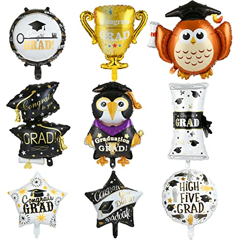 Kesote Abitur Geschenke Abi Deko Bestandene Prüfung Folienballon 9 Stück Heliumballons Doktorhut Schulabschluss Geschenk Helium Ballons Bachelor Luftballons Abschluss Graduation Master Matura