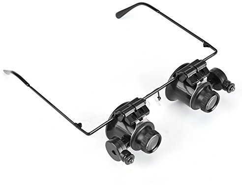 Lupenbrille mit Licht, 20X Brillenlupe Uhrenreparaturlupe Uhrmacherlupe Juwelierlupen mit LED-Licht Verstellbare Halterung 2 LED Lichts für Lesen Elektriker Nähen Handwerk Juweliere