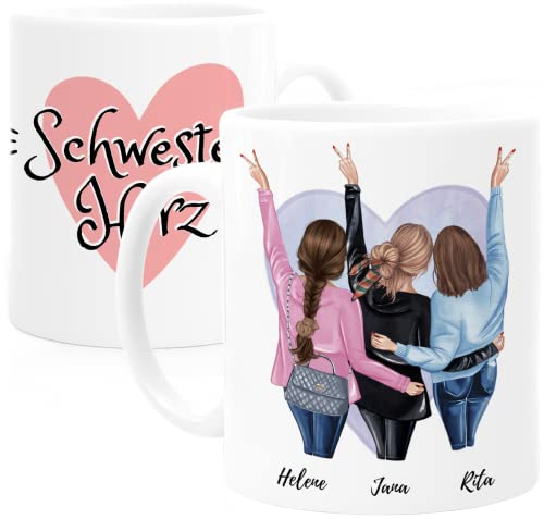 Tassenliebling® Schwester Geschenk Tasse personalisiert für kleine oder große Schwester - Tasse Schwester - Schwesterherz - Sister - Beste Schwester Geschenke