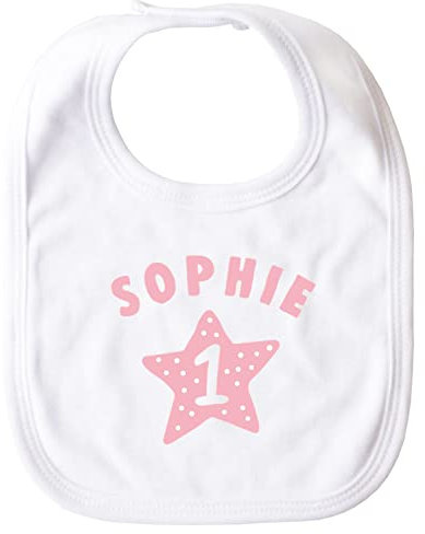 SpecialMe® personalisiertes Baby Lätzchen mit Namen Stern Zahl 1 Geschenk erster Geburtstag Baumwolle Weiss unisize