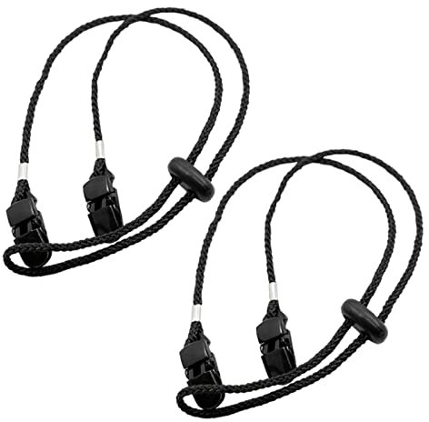 Baoblaze 2Pcs Serviettenkette mit Clip, Serviettenhalter Lanyard, Serviettenkettchen Verstellbar, Einstellbar Serviettenclips für Senioren Erwachsene Kinder Restaurant Familie (2 x Schwarz Neu)