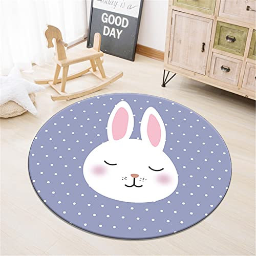 GLITZFAS Teppiche Modern Designer für Wohnzimmer Kinderteppiche Flauschige Runden Groß Schutzmatten Waschbare Matten Kindermatte fürs Babyzimmer Kleinkinderzimmer (Hase,100 * 100cm)