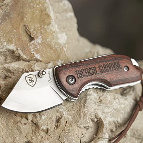 Mini couteau pliant de poche DOGTAB recouvert de bois |Lame de 45mm en acier inoxydable | Mini couteau pliant de poche | Couteau de poche pliant | Couteau d'extérieur, randonnée, camping 18631