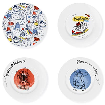 Paddington Bear Side Plates Set of 4 (Classic Paddington Designs) Fine China - Official Merchandise