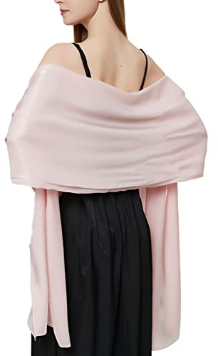 Damen Elegante Schal Sommer Pink Satin Festliche Stola Bridal Abend Wrap Schal Silk Feel Long Stolen für Abendkleid Party Hochzeit Braut Brautjungfer Frauen Geschenk Hochzeitsschal(Pink)