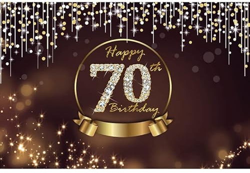 Alles Gute zum 70. Geburtstag Hintergrund Glitzer Schwarz Gold Rahmen Hintergrund Bokeh Shiny Pailletten tropfende Party Wand Poster Banner Po