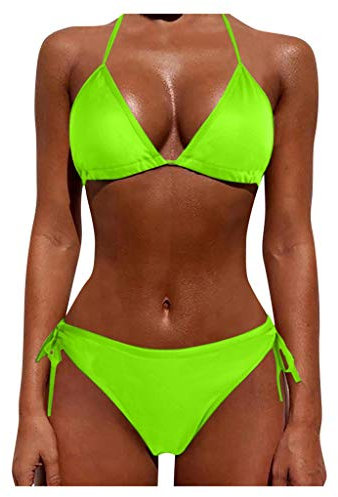 Push Piece Femmes Deux Ensembles Taille Maillot De Bain Bikini Beachwear Up Plus Maillots De Bain Tankinis Ensemble Maillot De Bain Une Pièce Fille Bikini Jaune Fluo
