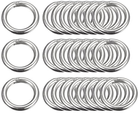 sourcing map 25 Stück O Ringe Edelstahl 304 Metallringe, 25 mm Außendurchm. 4 mm Dicke Geschweißter O-Ring für Befestigung Schrauben Haken Campinggürtel Hundeleinen Taschen Paracord Zubehör