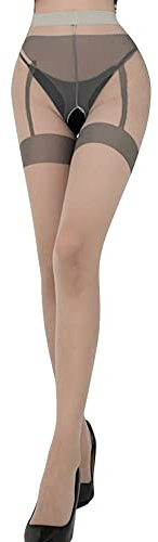 FFWTPY Collant Donna Reggicalze Hot Calze a Rete Velate Trasparente Autoreggenti Giarrettiera Effetto Reggicalze Elegante moda Vintage Resistenti Elasticizzate