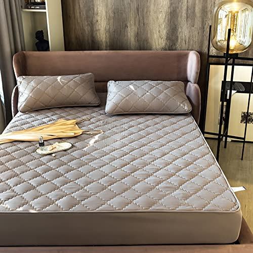JIANINGHOME dick gestepptes Spannbettlaken,180x200,Mikrofaser Gesteppte Matratzenauflage Matratzenschoner Unterbett - atmungsaktiv, wärmeregulierend - Bettauflage Matratzenschutz Soft-Topper,Grau (4)