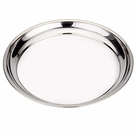Vankey 12 in Stainless Steel Pizza Pan Perfect for Big Size Green Egg, Kamado Joe, Weber & Acorn Grills & Smokers, Kitchenware Round Roaster Pan, Stainless Steel Drip Pan Reusable & Easy Clean
