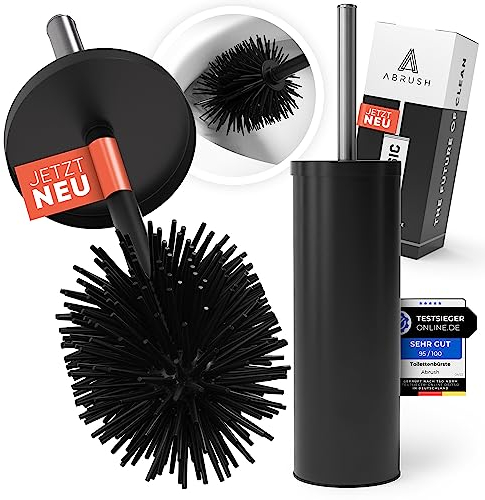 Abrush Klobürste Silikon mit geschlossenem Klobürstenhalter [geruchsfrei & hygienisch] Silikon Klobürste mit SOFTGUMMI-Kopf Toilettenbürste Silikon WC Bürste Flexible Toilettenbürste aus Silikon