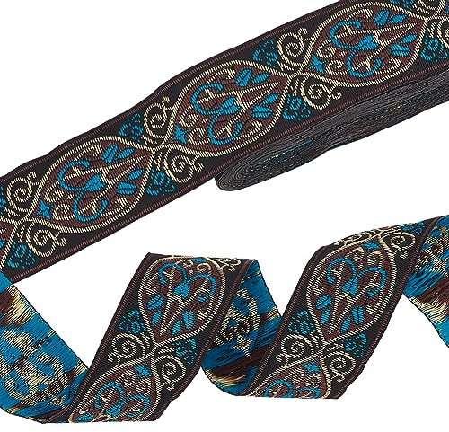 PH PandaHall 7m Vintage Jacquardband 3.3cm Boho Spitzenbesatz Ethnisch Besticktes Gewebtes Band Zum Nähen von Kleidung Basteln Heimdekoration Hochzeit Geschenkverpackung Kamerataschengurte