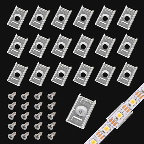 100 Pezzi Clip per Strisce LED 8mm con Viti, Montaggio Trasparente per LED Strip 5050, Fissaggio con Luce