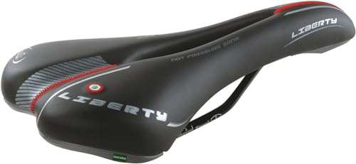 CUCUBA Sattel Montegrappa mit Loch Anti-Prostata für Rennrad, Trekking, Cross und MTB, aus Kunstleder, Modell Liberty, Schwarz
