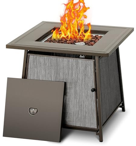 BALI OUTDOORS FirePit Propangas-Feuerstelle, 71,1 cm, quadratischer Feuertisch 50.000 BTU mit Deckel und Lavasteinen für den Außenbereich, Hinterhof, Terrasse, 71,1 cm