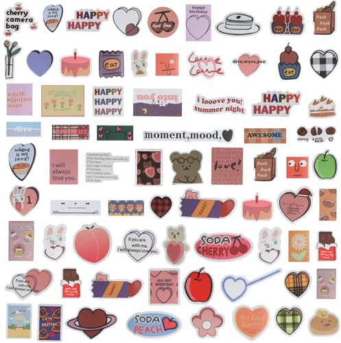 GullSkies 130Stück Sticker Set,Dänische Pastell Aufkleber Sticker Aesthetic,Wasserdicht Vinyl Scrapbook Motorrad Fahrrad Laptop Skateboard Aufkleber Auto,Sticker Geschenk für Mädchen Kinder Erwachsene