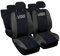Coprisedili auto compatibili per Grande Punto, 3 e 5 porte, Made in Italy, set copri sedili per anteriori e posteriori, personalizzata con logo ricamato (Versione 3 Porte, Nero/Grigio Scuro)