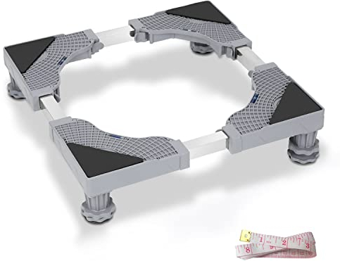 Fiqops Waschmaschine Sockel Untergestell mit 4 Füße, Verstellbare Waschmaschine Sockel Breite 41-65cm, Waschmaschinensockel Podeste für Kühlschrank und Trockner,Waschmaschine