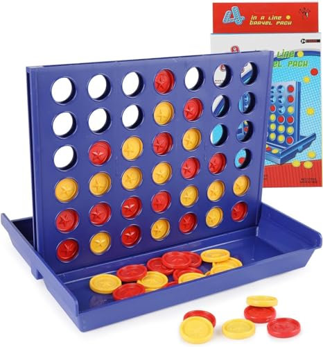 DERAYEE 4 gewinnt,Reisespiele,Brettspiel,Vier Gewinnt Spiel für Kinder,2 Spieler ab 6 Jahren(Blau)