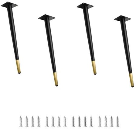 GeRRiT 4 Stück Kegel Schräg Möbelfüße,Metall Schrankfüsse,Ersatz Tischbeine,für Sofa,Couchtisch,TV-Möbel und Andere Möbelbeine,mit Schraube (50cm,Black-B)