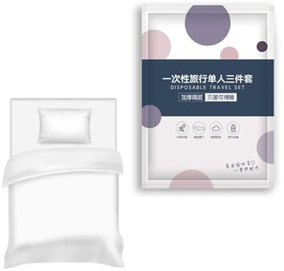 SUMMITDRAGON Einweg-Bettlaken für Hotel, Tagesdecke, Einweg-Bettwäsche-Set mit Bettlaken, Steppdeckenbezug, Kissenbezug für Reisen, weiches und bequemes Set