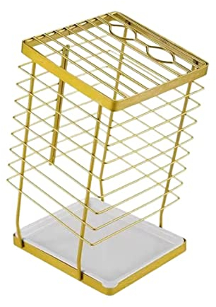 ISCBAFYX Knife Block Hollow Out Stainless Steel Knife Holder Creative Kitchen Knife Rack Mesa Storage for Kitchen (Color : Gold, Size : 12 * 16 * 25cm)