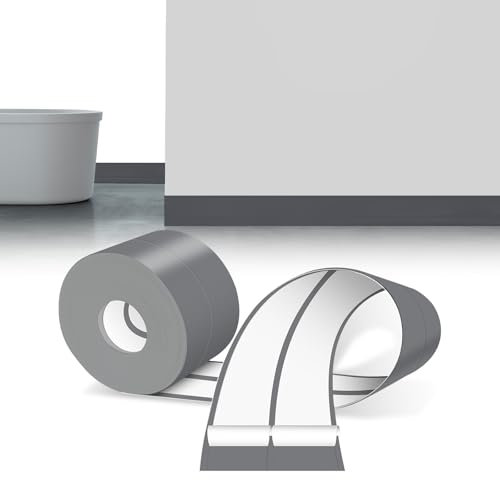LIHIQIYA Rodapiés Flexible Autoadhesivo, 6M Rodapie PVC Adhesivo, Zocalos Autoadhesivos, Embellecedor Encimera Cocina, Rodapié Plegable Cinta para Cocina Baño, Zocalo de Cocina, Gris, 30x30mm