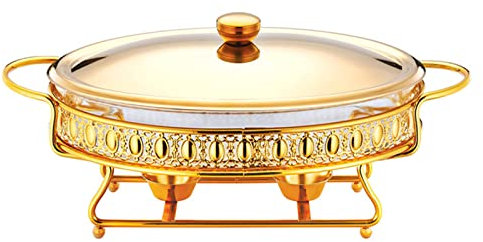 Vituord Chafing Dish-Buffet-Set, Ovaler Speisenwärmer, Mit Glasspeisenpfanne, Brennstoffhalter Und Deckel, Für Warme Buffets In Kantinen Und Restaurants Zu Hause