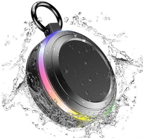 Gettimore Shower Speaker BT 5.2 IPX7 Waterproof Portable With FM Radio LED Display Hands-Free Call for Bathroom Beach Pool(Blue)