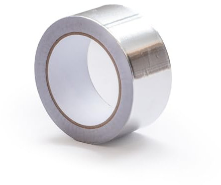 PRENDELUZ Cinta adhesiva negra de aluminio para altas temperaturas, 10 m x 50 mm, ideal para ventilación, aislamiento y supresión de puentes térmicos