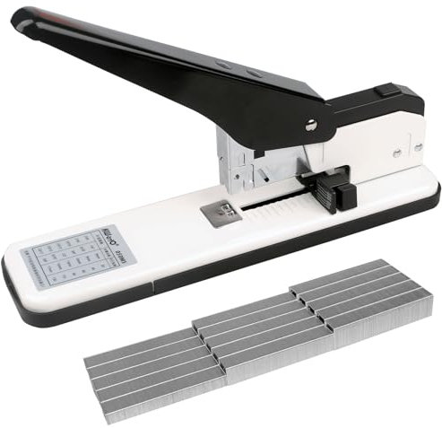 KW-triO Heftgerät mit hoher Kapazität – 130 Blatt großes Heftgerät mit 3000 Heftklammern (3 Größen: 23/8, 23/13, 23/17) für Büro, Schule und Industrie (schwarz und weiß, 130 Blatt Kapazität)
