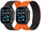 Tasikar Banda Magnética Doble Cara Compatible con Apple Watch 49mm 46mm 45mm 44mm 42mm, Correa Deportiva de Silicona Suave para iWatch Ultra SE serie 10 9 8 7 6 5 4 3, Negro-Naranja