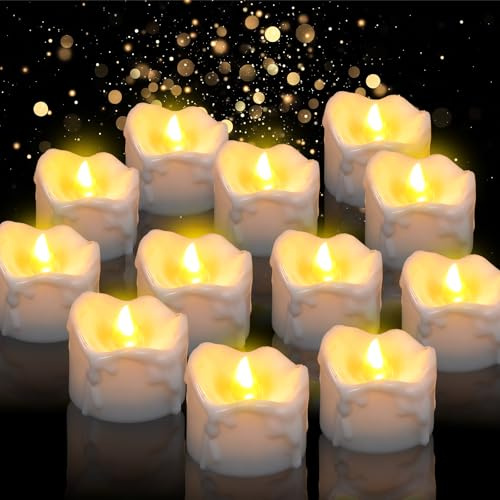 Meleager Led Teelichter, 12 PCS Led Kerzen 3.6 x 3.2 CM, für Herbst, Halloween, Weihnachten und Winter