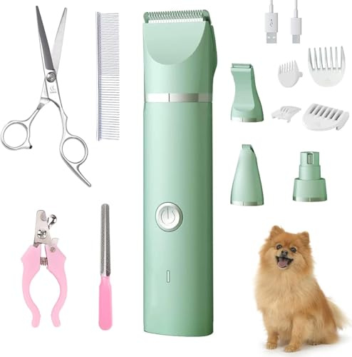 OBEST Leise Professionelle Schermaschine für Hunde,Katzen- und Hunderasierer mit 4 Kämmen und 4 Zubehörteilen,Elektrische wiederaufladbare Schermaschine für Hunde und Katzen