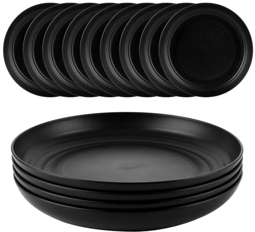 APACALI 18 piatti in plastica riutilizzabili, 23 cm, infrangibili, piatti in plastica riutilizzabili, per picnic, campeggio, giardino, all'aperto, microonde e lavastoviglie
