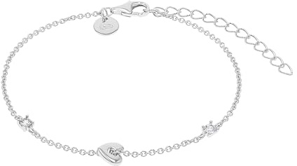 Tom Tailor Armband mit Anhänger für Damen, Sterling Silber 925, mit Zirkonia, 16+4 cm, silber, Herz, Geschenkidee, Armschmuck, Damenschmuck, 2100586