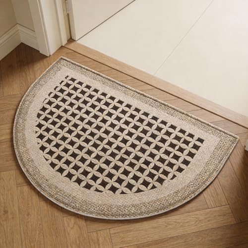 HOMECOVER Half-Round Door Mat, Non Slip Indoor Door Mat Absorbent Thick Washable For Entrance Indoor Kitchen-B-60×90cm