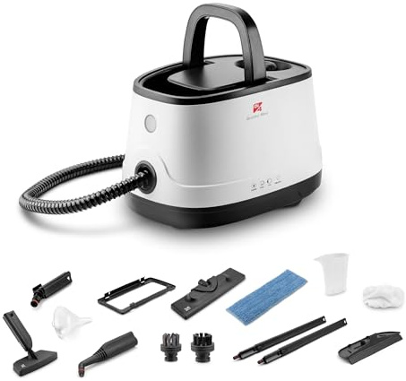 Di4 Dampfreiniger Brumo Max 2000W, 4 Bar Druck, 1,5L Tankkapazität, Einsatzbereit in 6 Minuten, 13 Zubehörteile zur Chemikalienfreien Reinigung und Desinfektion, Tiefenreinigung
