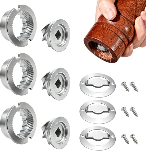 MDJDTUWO 6PCS Pepper Mill Replacement Parts,Salt and Pepper Grinder Stainless Steel Grinder Core Pepper Mill Acessories for DIY Salt Pepper Or Spice Mills