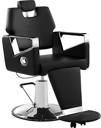 Physa Friseurstuhl Turin Black pneumatisch höhenverstellbar (57 – 64 cm) Sitzhöhe, 500 x 490 mm Sitzfläche, ECO-Leder, Stahlgestell,360° drehbar, Fußstütze Schwarz Friseursessel Friseureinrichtung