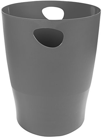 Exacompta 45307D ECOBIN Papierkorb 15 Liter mit Griffen. Eleganter und robuster Papierkorb und Mülleimer im modernen Design mausgrau