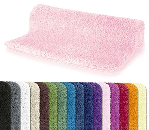 Spirella Badteppich Badematte Duschvorleger Mikrofaser Hochflor | flauschig | rutschhemmend | geeignet für Fußbodenheizung | 70x120 cm | Rosa